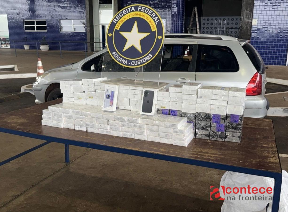 Receita Federal encontra 196 celulares na Aduana da Ponte Internacional da Amizade