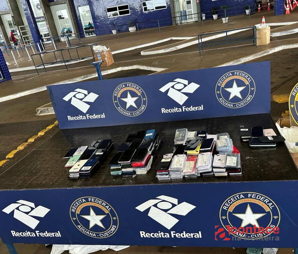 Receita Federal apreende cerca de R$ 663 mil em smartphones descaminhados na Ponte Internacional da Amizade