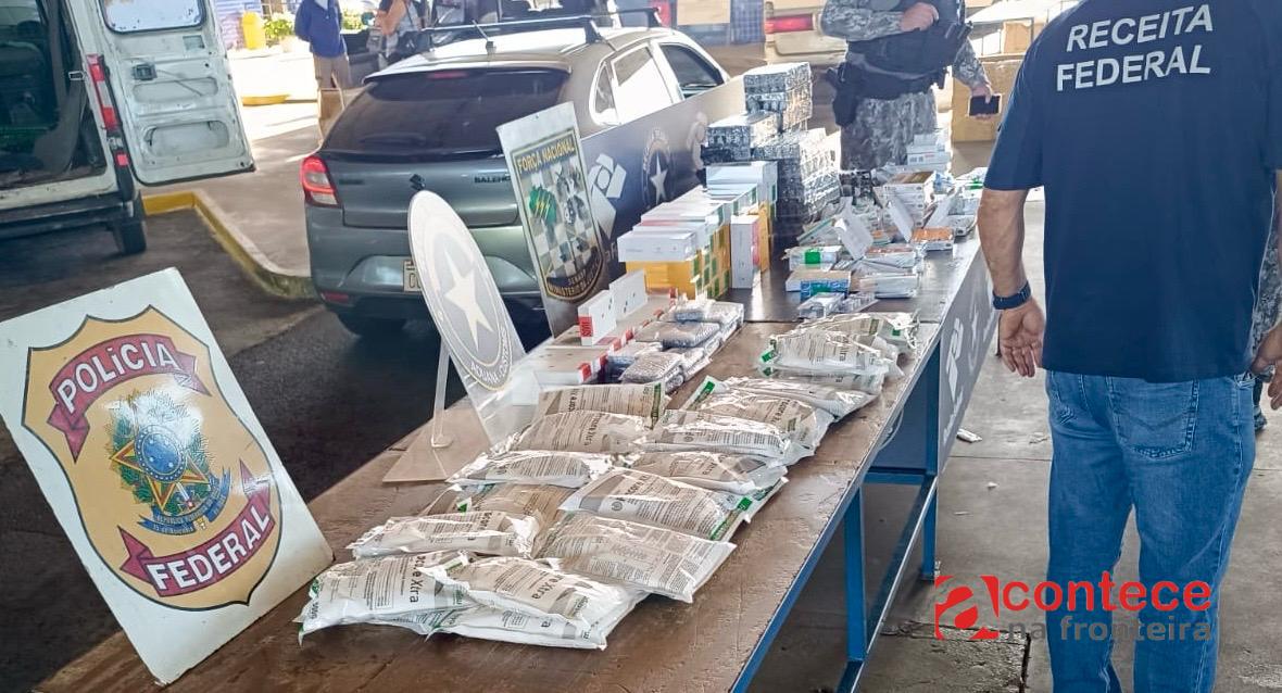Ação da Receita Federal resulta na apreensão de anabolizantes, celulares e agrotóxicos em Foz do Iguaçu