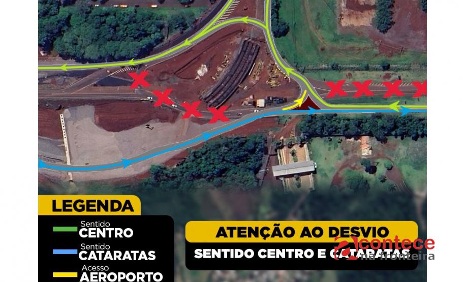 Rodovia das Cataratas terá alteração de tráfego na obra do viaduto de acesso ao aeroporto