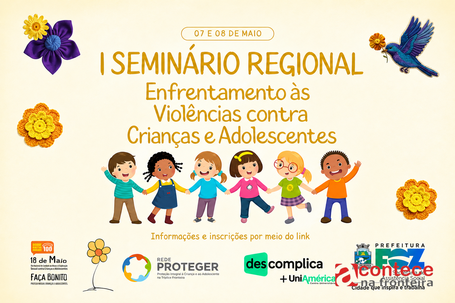I Seminário Regional de Enfrentamento às Violências contra Crianças e Adolescentes será realizado nos dias 07 e 08 de maio