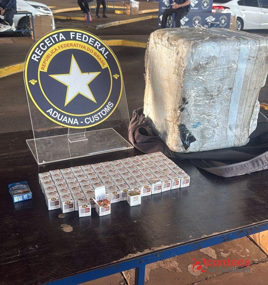 Isopor sem gelo é usado para ocultar medicamentos apreendidos na Ponte Internacional da Amizade