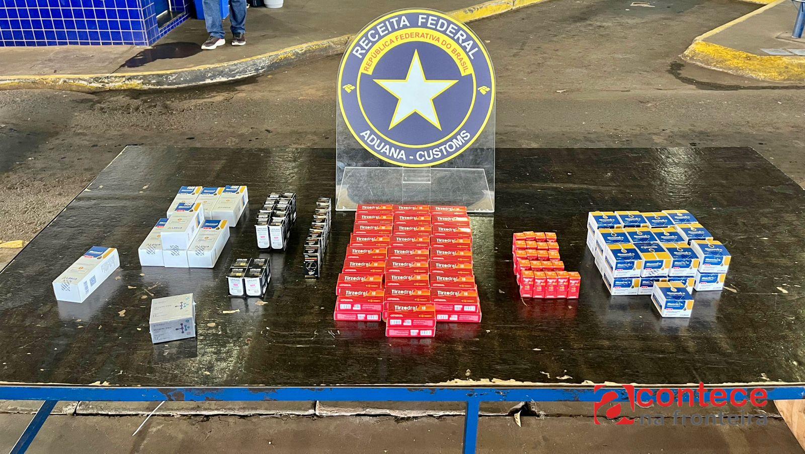 Receita Federal retém 379 ampolas de tirzepatida em abordagem de rotina na Aduana da Ponte Internacional da Amizade