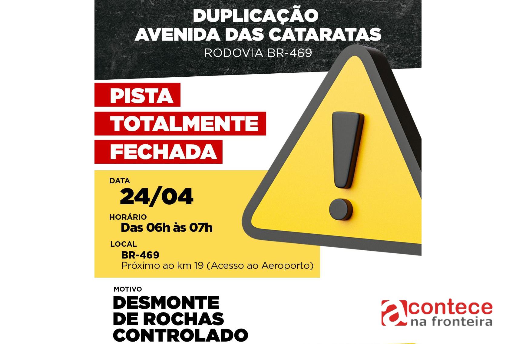 Rodovia das Cataratas terá detonação de rochas na próxima sexta-feira