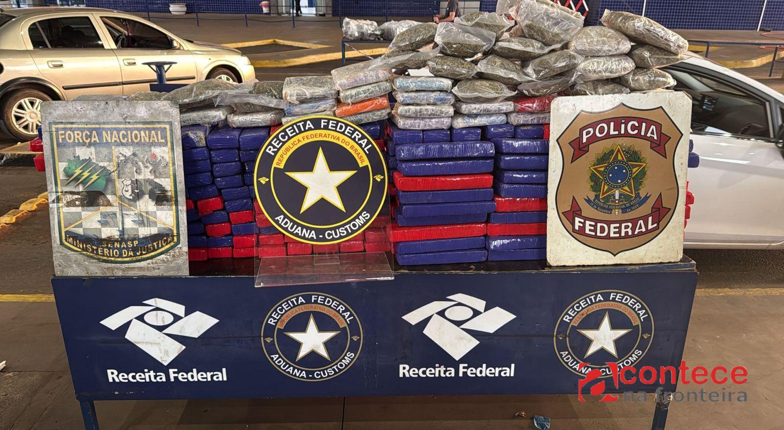 Receita Federal encontra substância análoga à maconha em fundo falso de veículo paraguaio