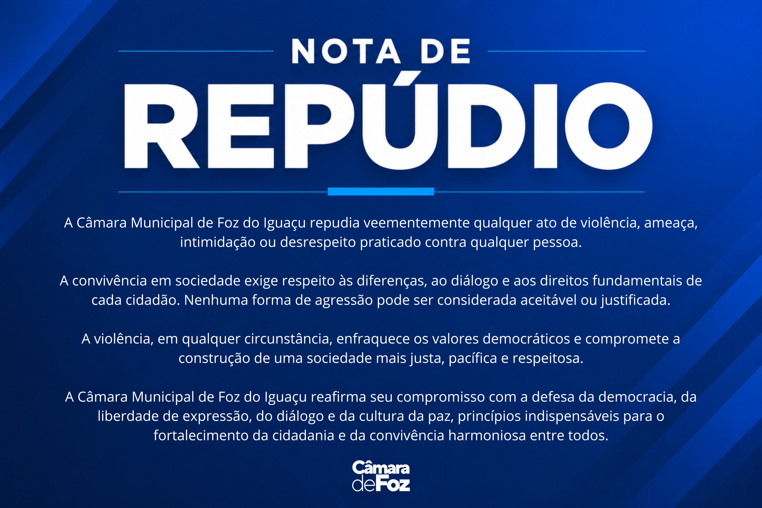 Nota de Repúdio da Camara de Vereadores