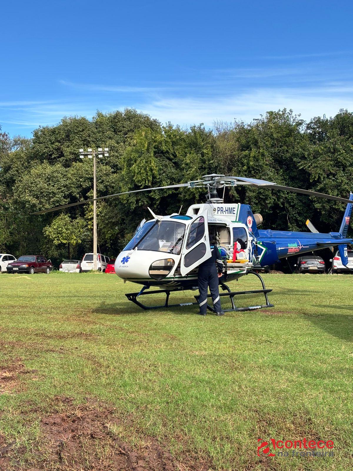 Paciente do Hospital Municipal Padre Germano Lauck é transferido por transporte aeromédico para a Policlínica de Pato Branco