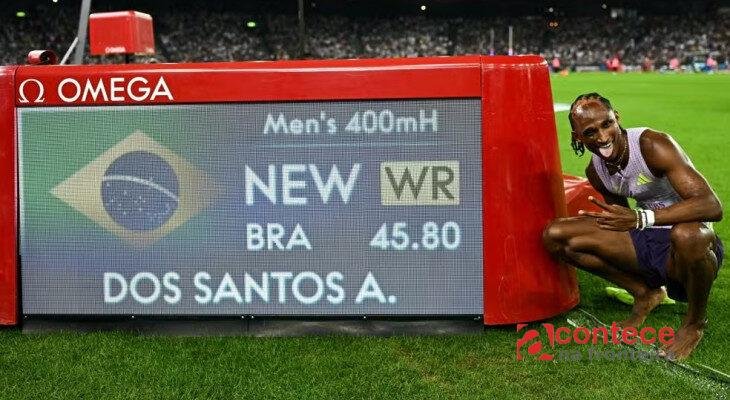Alison dos Santos bate recorde mundial nos 400m com barreiras
