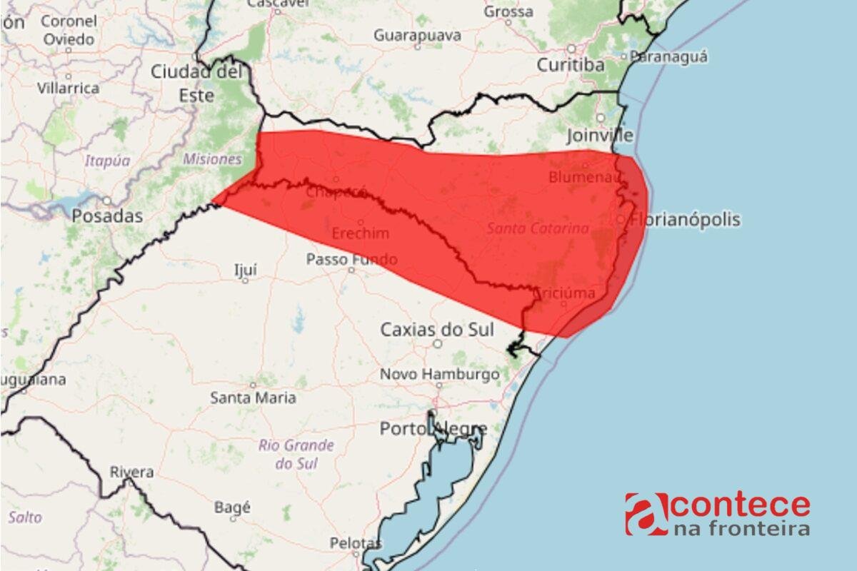 Inmet emite alerta máximo de tempestades para SC e RS