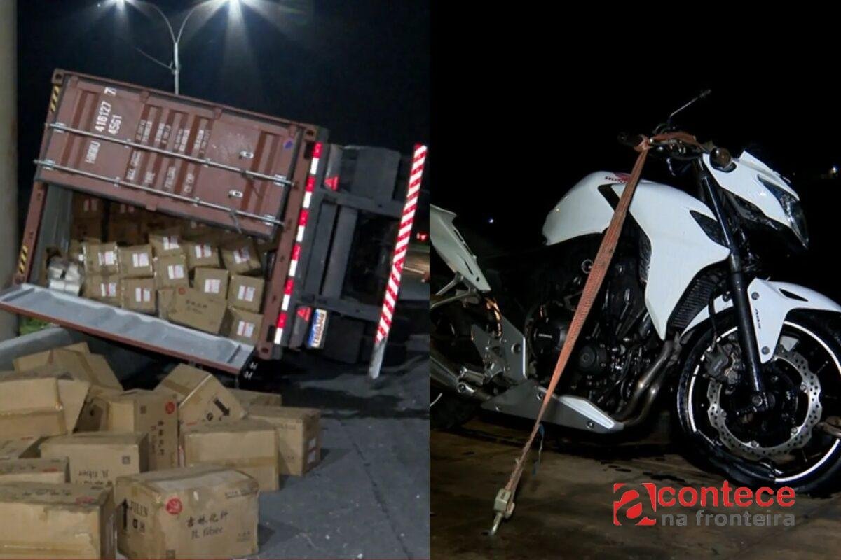 Após caminhão tombar e derrubar poste, motociclista bate na estrutura e é arremessado por cerca de 30 metros na BR-116, na Grande Curitiba
