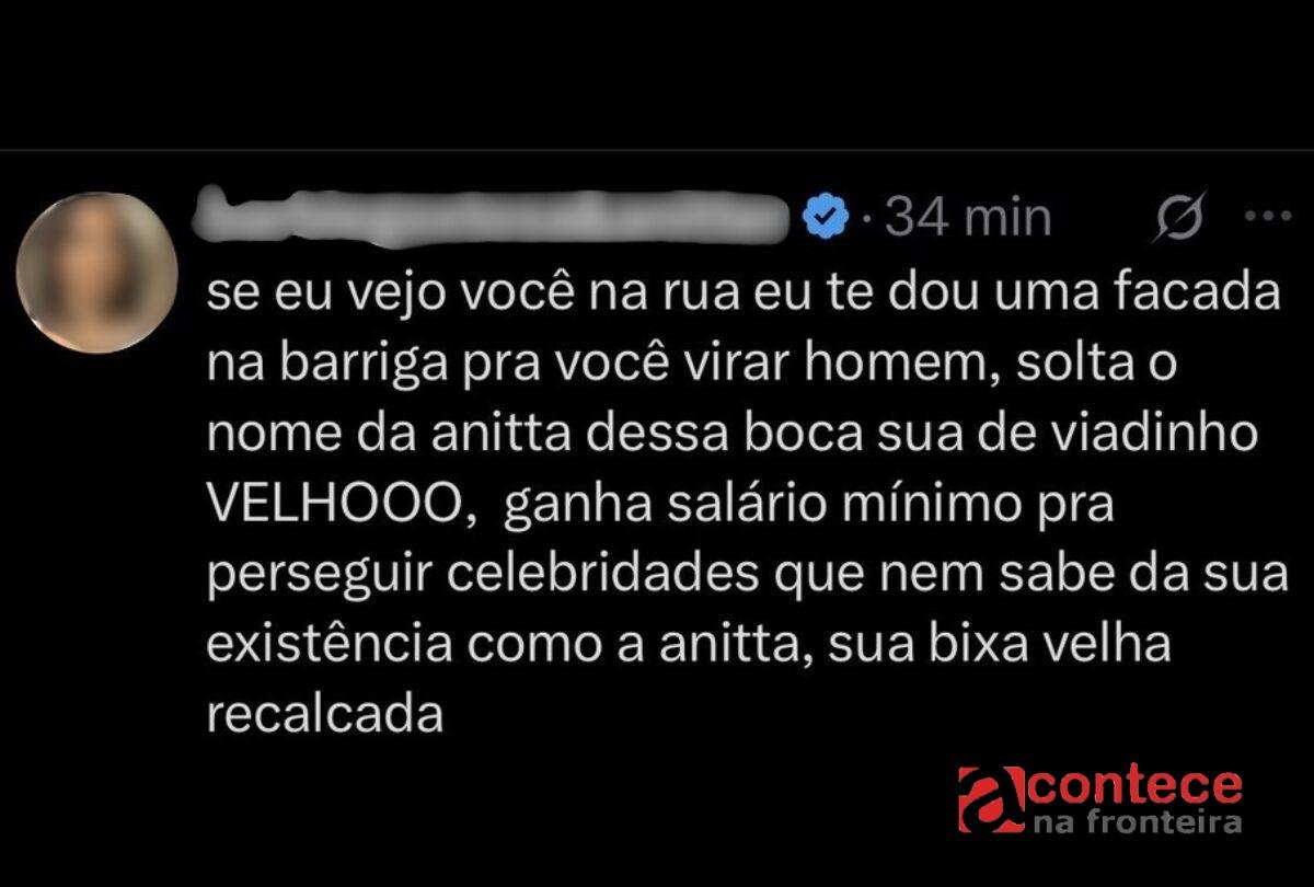 Fã de Anitta ameaça esfaquear jornalista e caso vai à polícia