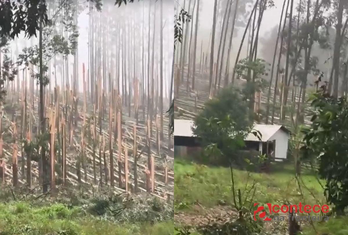 Tornado causa destruição e surpreende moradores no Paraná