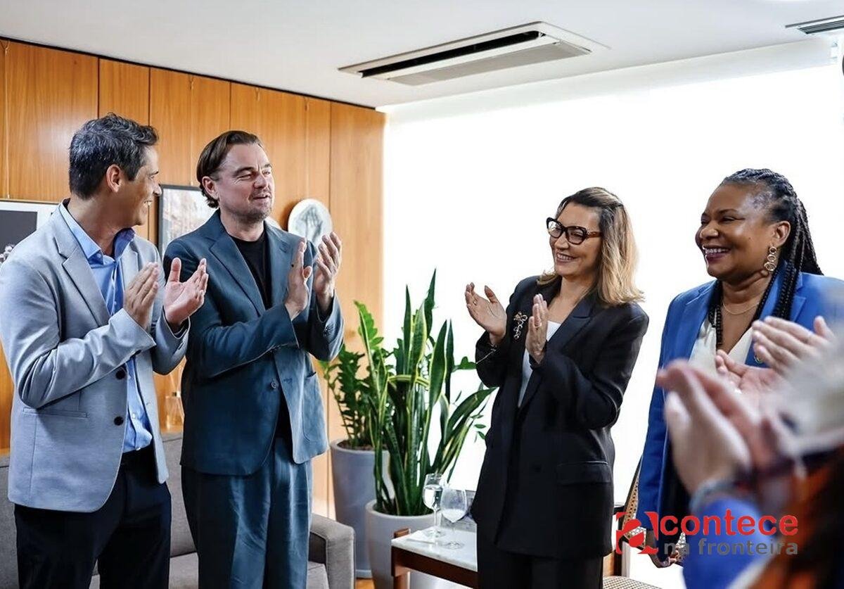 Lula e Janja recebem Leonardo DiCaprio no Planalto para falar de clima