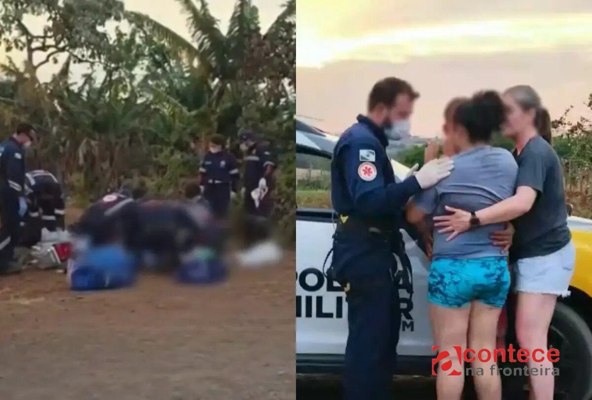 Socorristas consolam pais após filha de 7 anos morrer em acidente no PR
