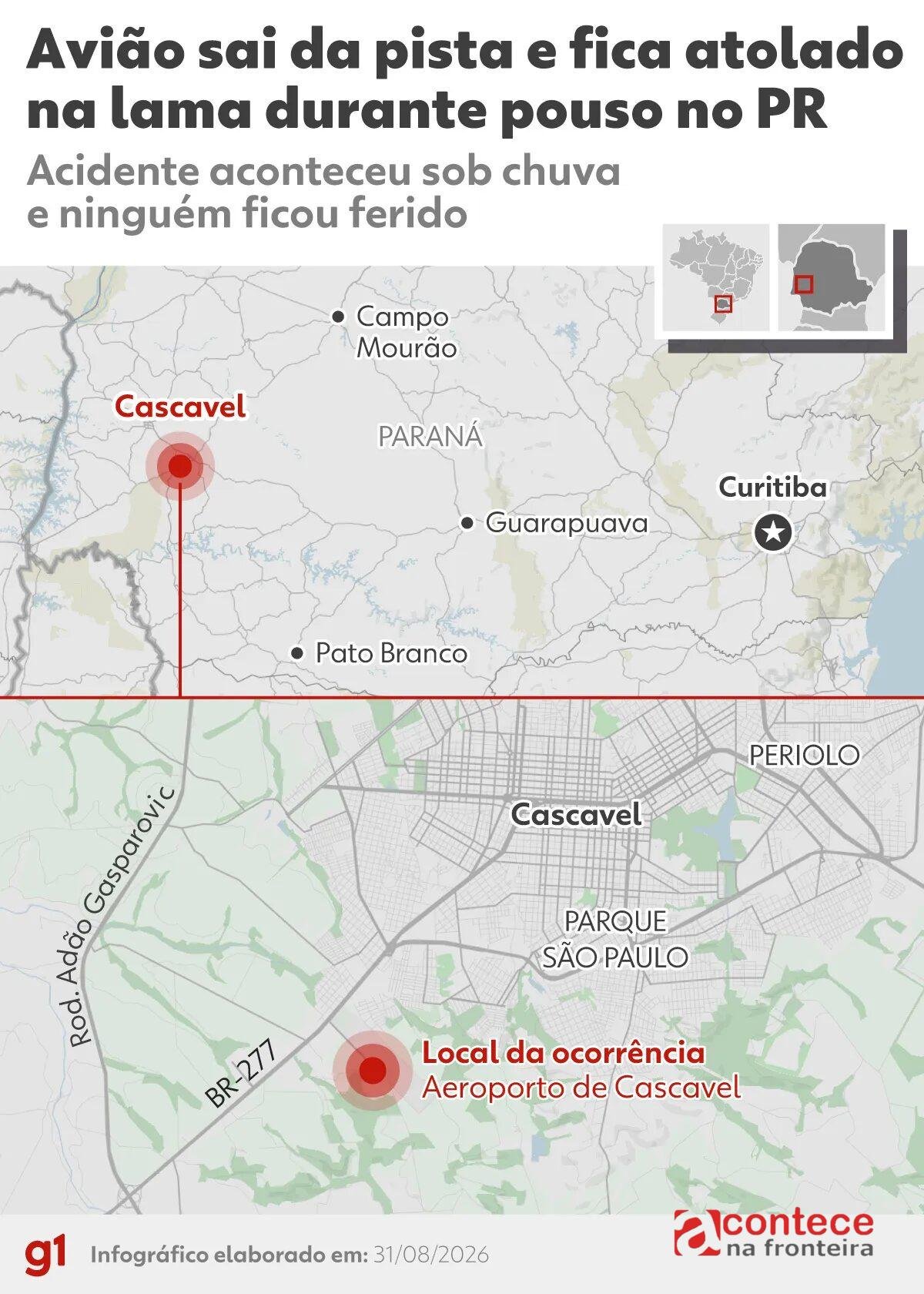 Vídeo mostra pouso de avião da Latam que saiu da pista e atolou no Paraná