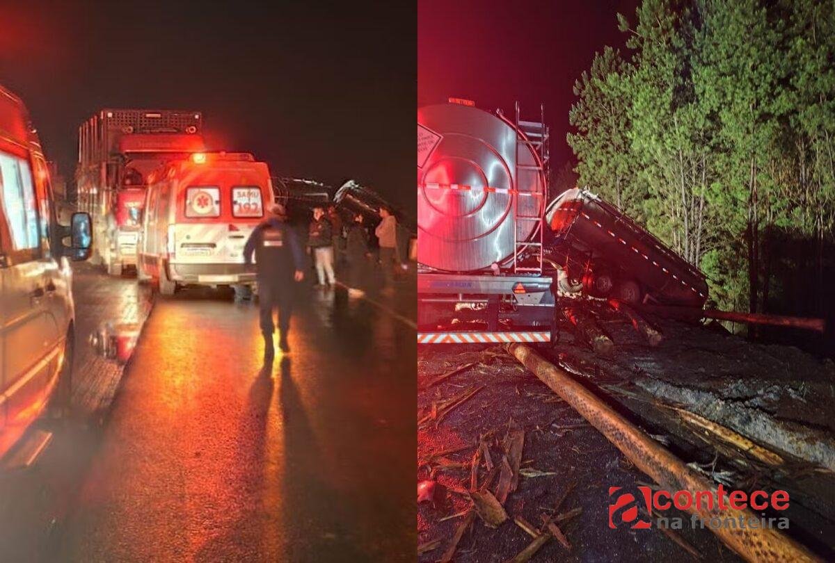 Acidente fatal na PR-151: caminhão cai em barranco após batida