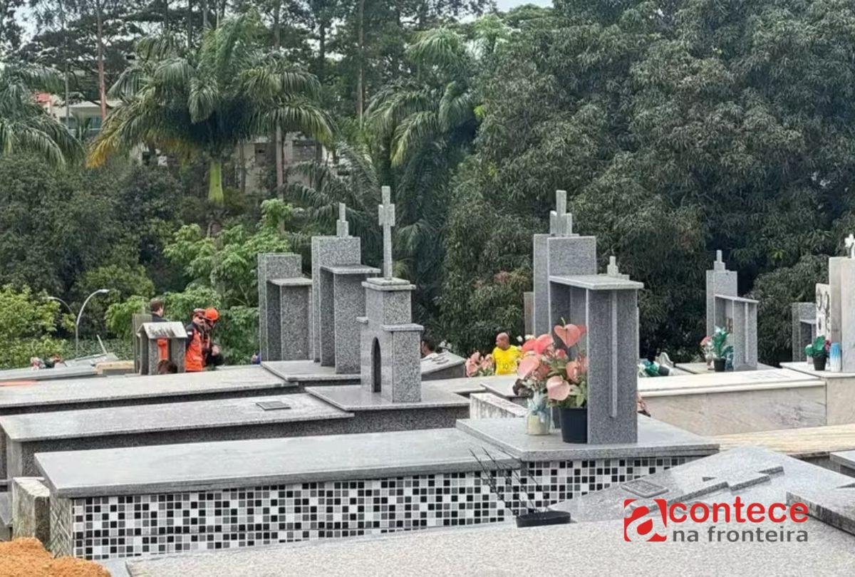 Tragédia em cemitério: homem morre após cair em túmulo