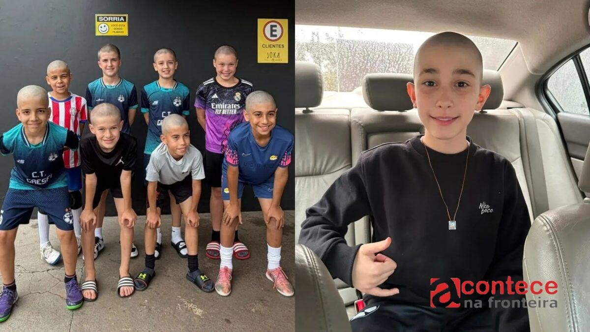 Garoto com câncer corta o cabelo após homenagem de amigos