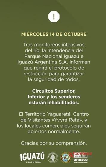 Trilhas do lado argentino das Cataratas são fechadas