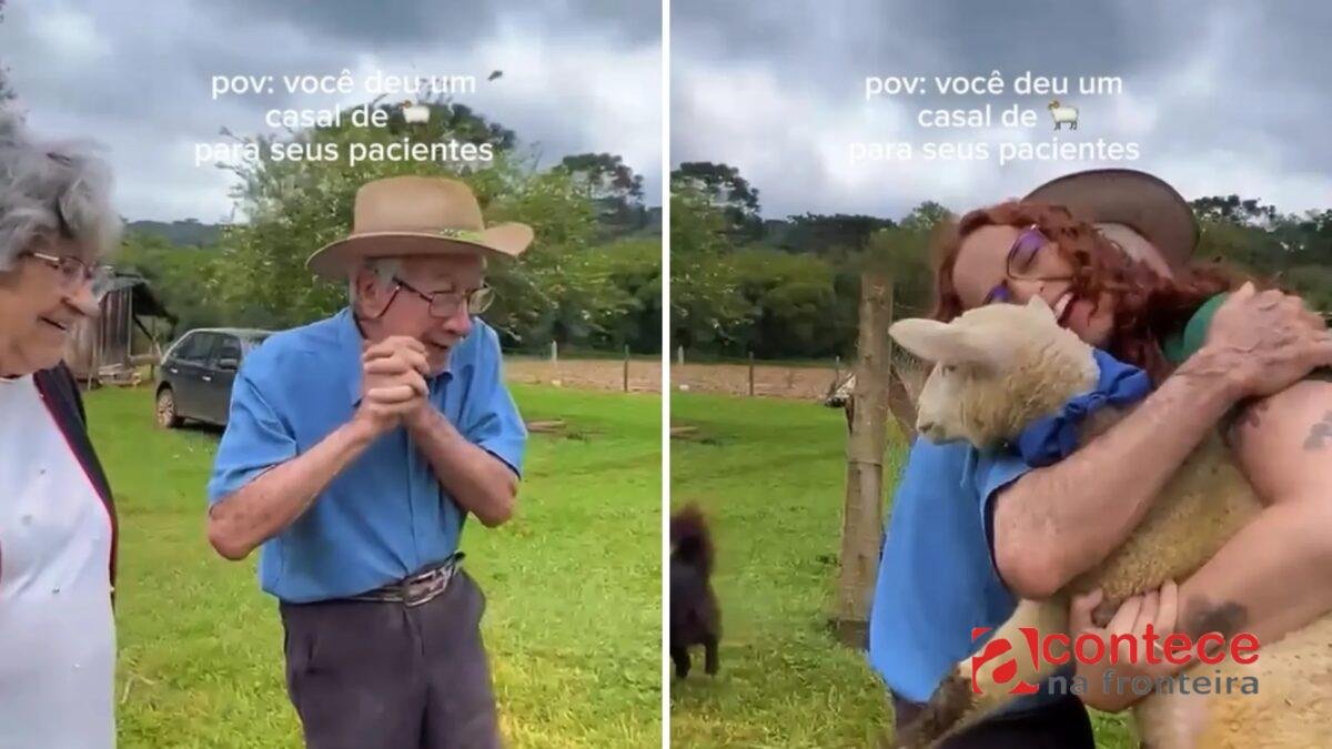 Idoso de 93 anos ganha carneirinhos de fisioterapeuta no PR