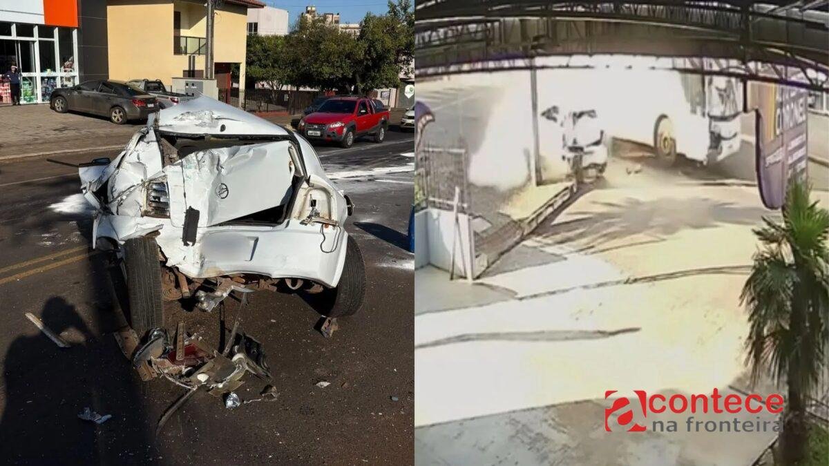 Ônibus desgovernado percorre 5 quadras após batida no PR