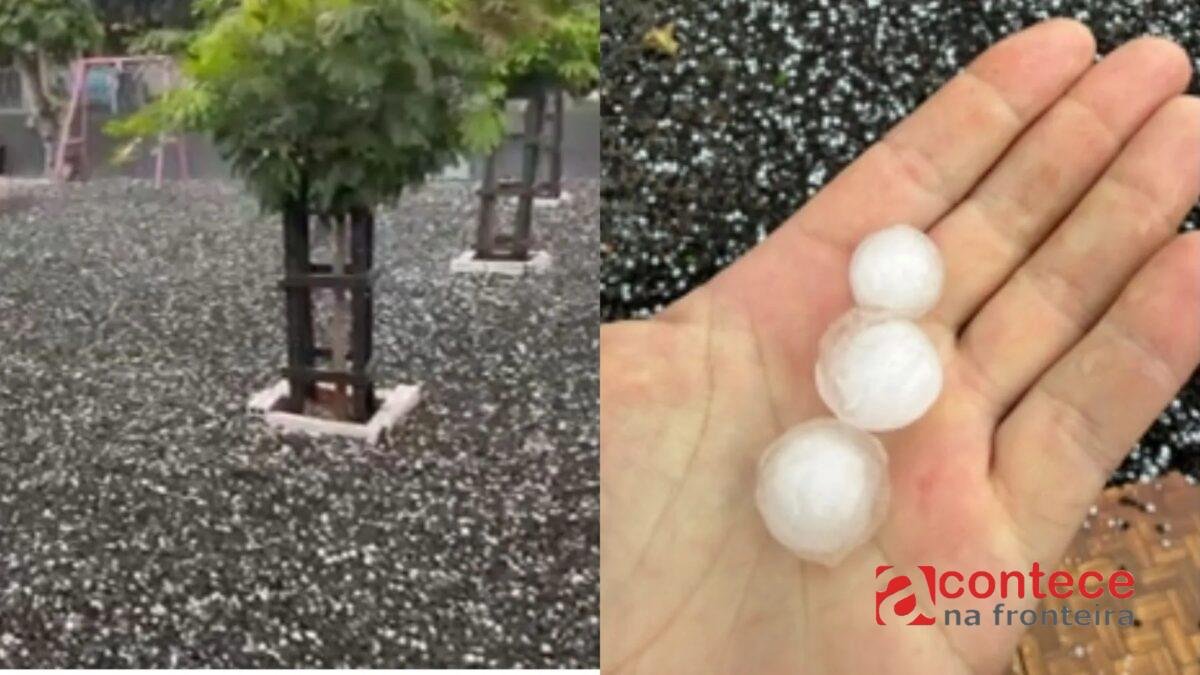 Temporal com granizo deixa quintais cobertos de gelo no PR